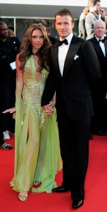 ESTORIL, PORTUGAL - MAY 16:  David and Victoria Beckham arrive at the Laureus World Sports Awards on May 16, 2005 at the Estoril Casino, Estoril, Portugal.  (Photo by Clive Rose/Getty Images for Laureus)