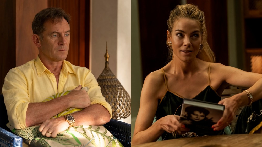 Timothy Ratliff (Jason Isaacs) and Jaclyn (Michelle Monaghan) in The White Lotus Season Three.