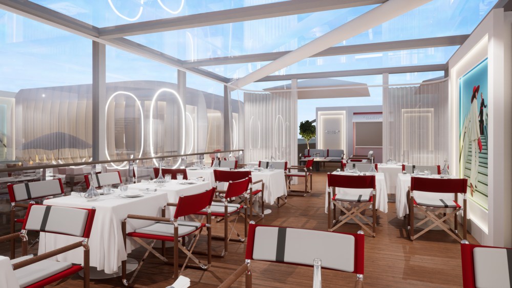 Inside the Air France "La Premiere" beach in Cannes.