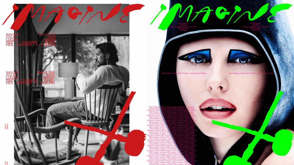 Lucas Bravo and Mia Rodgers on the cover of Imagine magazine, founded by Huw Gwyther.