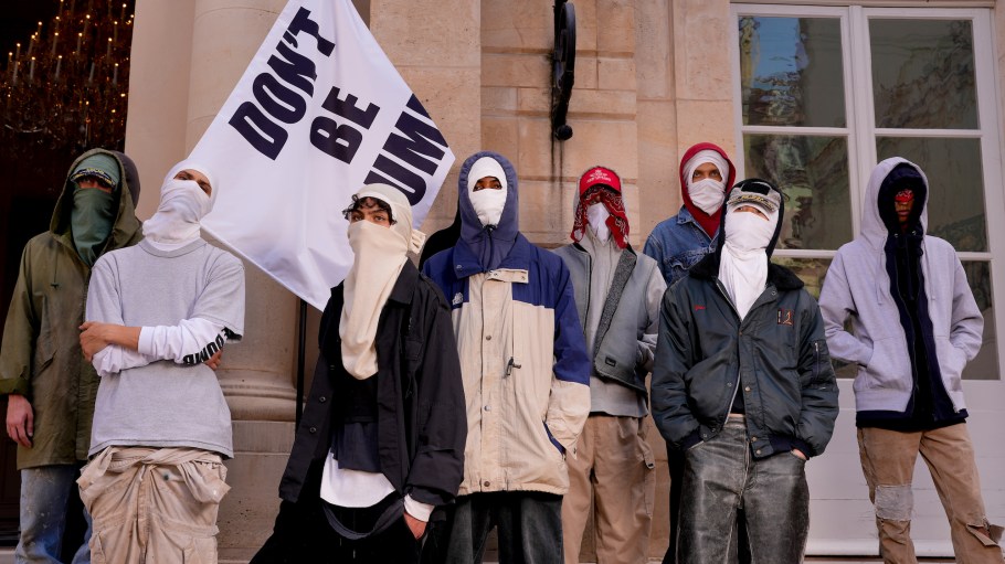 Models at the AWGE fashion show during Paris Fashion Week.