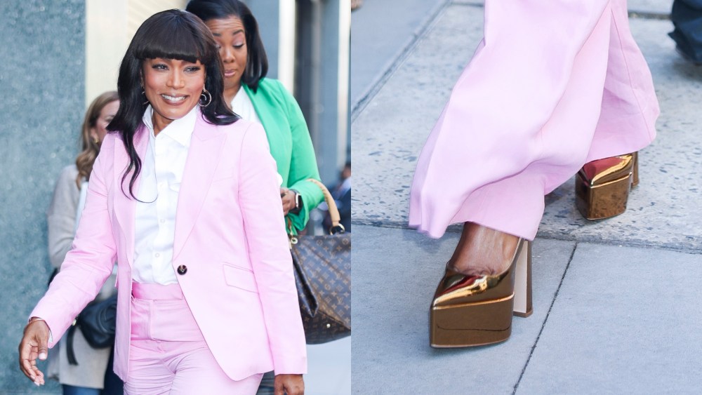 Angela Bassett seen at "The View" in Hudson Square on May 20, 2025 in New York City.