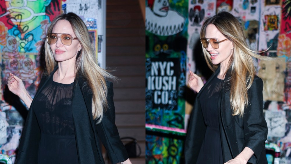 Angelina Jolie sheer dress seen at Atelier Jolie in NoHo on May 14, 2025 in New York City.