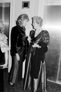 Evangeline Bruce (L) and Deborah Cavendish attend a party, celebrating the National Gallery of Art's new exhibit "Treasure Houses of Britain," at the Ritz-Carlton Hotel in Washington, D.C., on October 30, 1985.