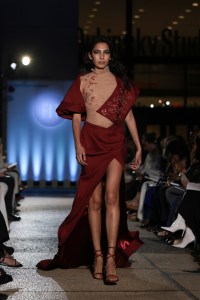 Leyi Huang, Critic Award Winner, Special Occasion, at the 2025 Future of Fashion runway show