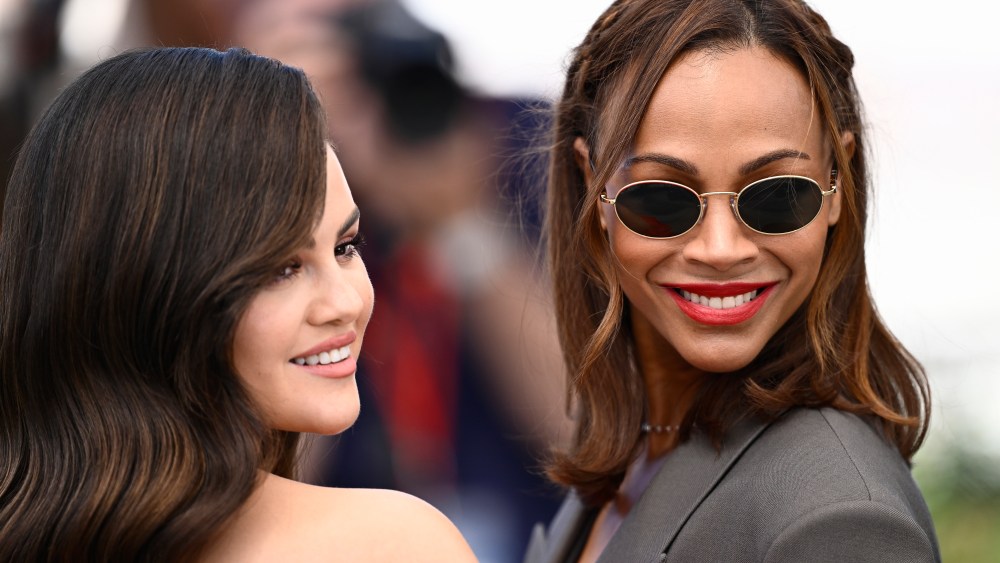 CANNES, FRANCE - MAY 19: Selena Gomez and Zoe Saldana attend the "Emilia Perez" Photocall at the 77th annual Cannes Film Festival at Palais des Festivals on May 19, 2024 in Cannes, France. (Photo by Gareth Cattermole/Getty Images)