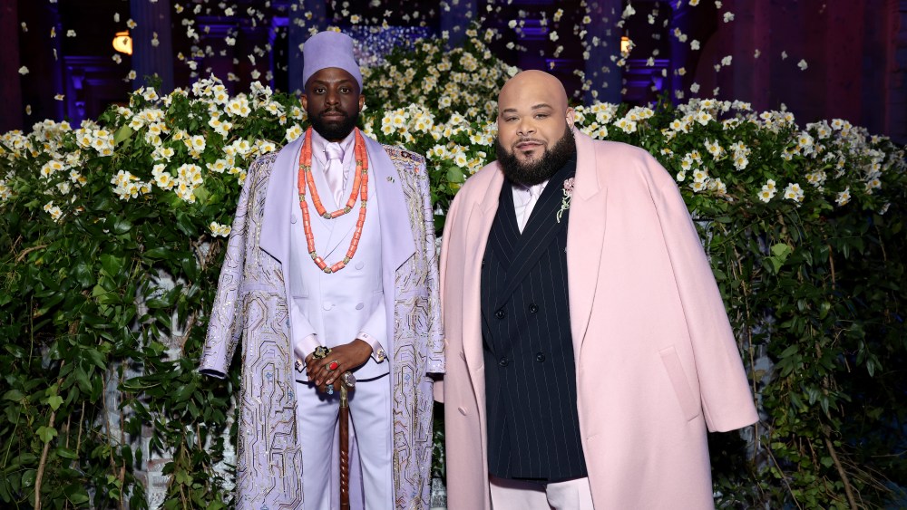 NEW YORK, NEW YORK - MAY 05: (Exclusive Coverage) (L-R) John Imah and Sergio Hudson attend the 2025 Met Gala Celebrating "Superfine: Tailoring Black Style" at Metropolitan Museum of Art on May 05, 2025 in New York City.  (Photo by Cindy Ord/MG25/Getty Images for The Met Museum/Vogue)