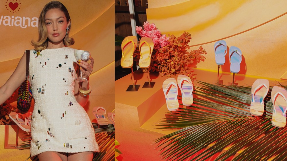 Gigi Hadid celebrates her Havaianas partnership at Altro Paradiso in New York City on May 28, 2025.
