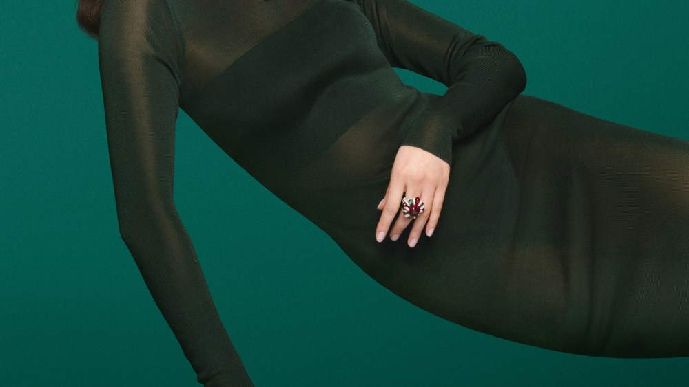 Gemma Chan wearing pieces from Cartier's 'En Équilibre' High Jewelry Collection.