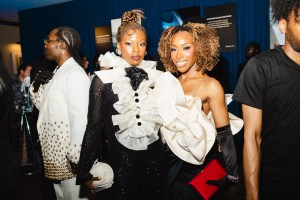Sandra Vainqueur, Jackie Aina at the LaQuan Smith at the Ludlow House with Samsung Galaxy Met Gala after party at Ludlow House on May 05, 2025 in New York, New York.