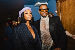 LaQuan Smith and Yaya Dacosta at the LaQuan Smith at the Ludlow House with Samsung Galaxy Met Gala after party at Ludlow House on May 05, 2025 in New York, New York.
