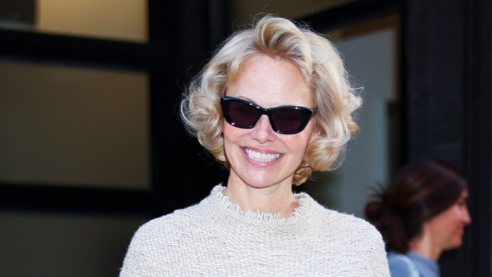 Pamela Anderson debuts a fresh cut and curl in New York City on Tuesday.