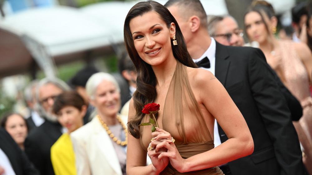 Bella Hadid at the premiere for "The Apprentice" during the 77th Cannes Film Festival held at the Palais des Festivals on May 20, 2024 in Cannes, France.