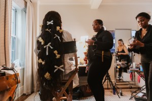 A look at  Sha'carri Richardson getting ready for in Met Gala 2025 with Valentino