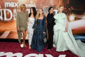 Nicole Ari Parker, Kristin Davis, Sarah Jessica Parker, Sarita Choudhury, Cynthia Nixon at the photo call for Max Original Series "And Just Like That..." Season 3 held at the Crane Club on May 21, 2025 in New York, New York.