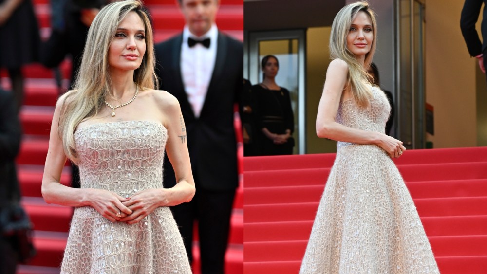 Angelina Jolie at the 2025 Cannes Film Festival, Brunello Cucinelli dress, red carpet