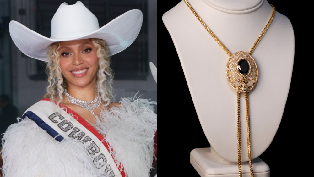 Beyoncé's custom Brilliant Earth bolo tie necklace for the Cowboy Carter Tour.