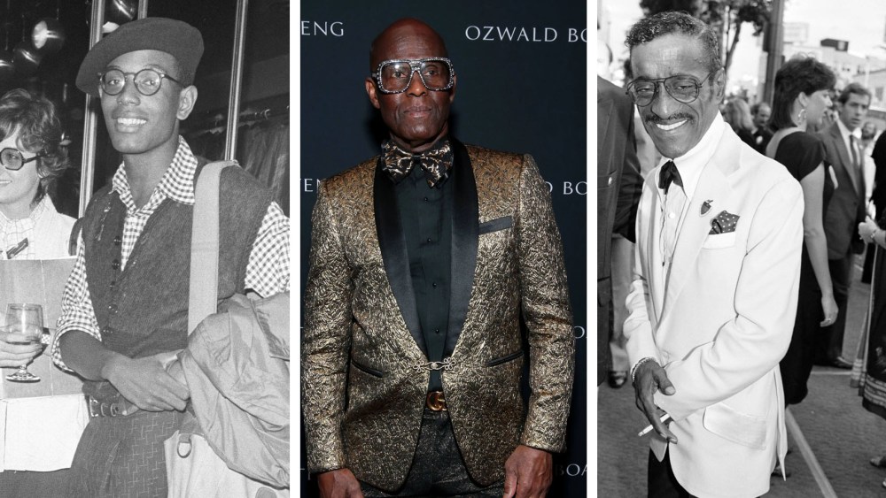 iconic black males in fashion, (L-R): Willi Smith, Dapper Dan and Sammy Davis Jr., famous black males in fashion