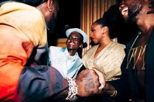 Burna Boy, Lupita Nyong'o, Chimamanda Ngozi Adichie at the Boom at the Standard Met Gala after party held at the Boom Boom Room at the Standard Hotel on May 05, 2025 in New York, New York.