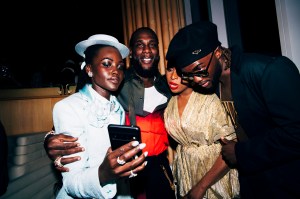 Lupita Nyong'o, Burna Boy, Chimamanda Ngozi Adichie at the Boom at the Standard Met Gala after party held at the Boom Boom Room at the Standard Hotel on May 05, 2025 in New York, New York.