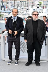 Alexandre Desplat, Guillermo del Toro at the "La leçon de musique" Photocall during the 78th Cannes Film Festival held at Palais des Festivals on May 18, 2025 in Cannes, France.