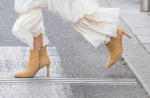 A woman wearing high heels.
