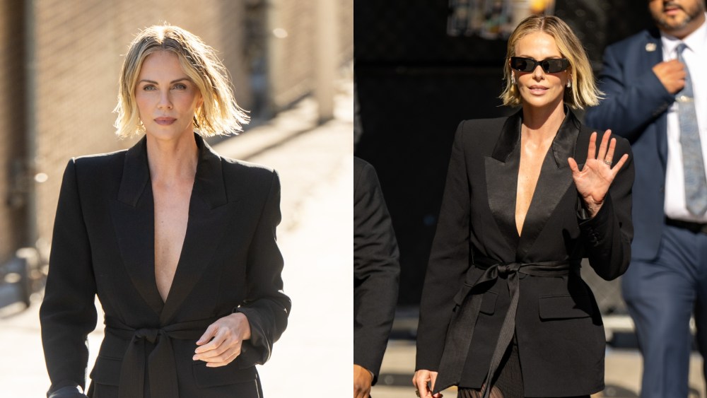 LOS ANGELES, CA - MAY 08: Charlize Theron is seen at the "Jimmy Kimmel Live!" studio on May 08, 2025 in Los Angeles, California.  (Photo by PG/Bauer-Griffin/GC Images)