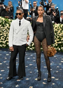 Pharrell Williams, Helen Lasichanh at The 2025 Met Gala Celebrating "Superfine: Tailoring Black Style" held at the Metropolitan Museum of Art on May 05, 2025 in New York, New York.