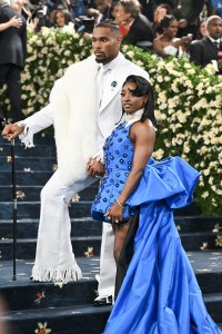 Jonathan Owens, Simone Biles at The 2025 Met Gala Celebrating "Superfine: Tailoring Black Style" held at the Metropolitan Museum of Art on May 05, 2025 in New York, New York.