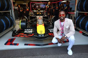 MONTE-CARLO, MONACO - MAY 25: Patrice Evra outside the Oracle Red Bull Racing garage prior to the F1 Grand Prix of Monaco at Circuit de Monaco on May 25, 2025 in Monte-Carlo, Monaco. (Photo by Mark Thompson/Getty Images)