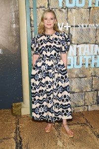Samantha Mathis at Apple's "Fountain of Youth" world premiere held at the American Museum of Natural History on May 19, 2025 in New York, New York.