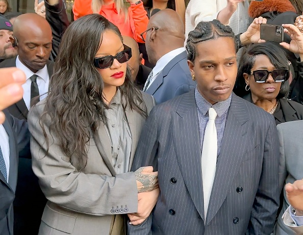 LOS ANGELES, CA - FEBRUARY 18: Rihanna and A$AP Rocky are seen leaving court on February 18, 2025 in Los Angeles, California. (Photo by MEGA/GC Images)