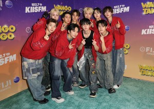Hyunwoo, Hunter, Sumin, Minjae, Jinsik, Yujun, Yechan, Junmin, Junghoon and Seeun of the band xikers at iHeartRadio’s 102.7 KIIS FM Wango Tango at Huntington City Beach on May 10, 2025 in Huntington Beach, California.