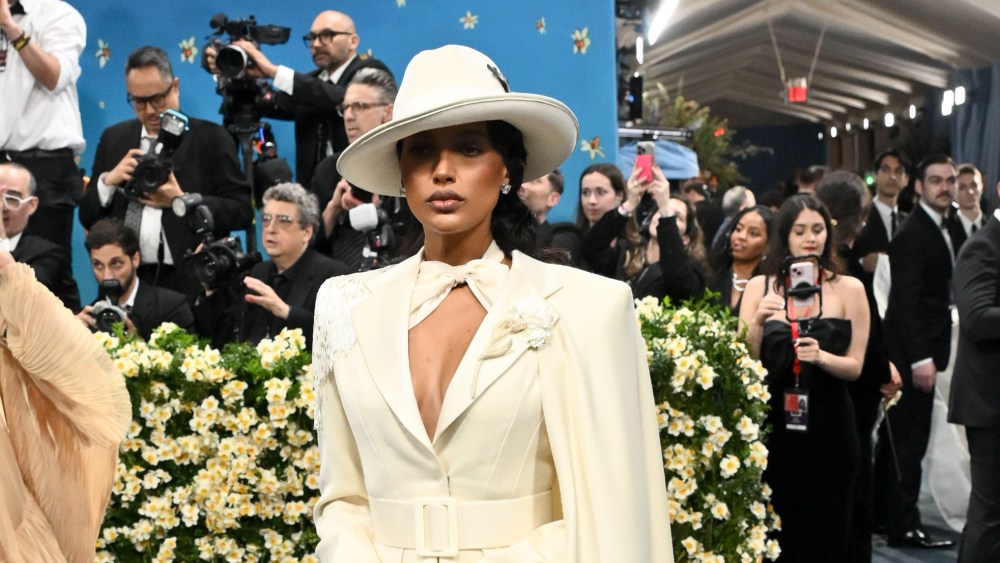 Jasmine Tookes at The 2025 Met Gala Celebrating "Superfine: Tailoring Black Style" held at the Metropolitan Museum of Art on May 05, 2025 in New York, New York.