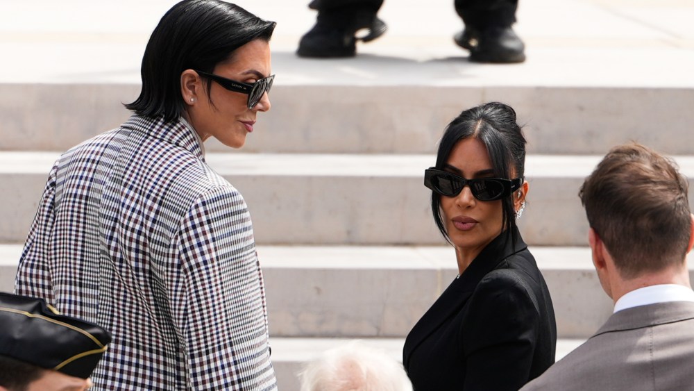 Kim Kardashian and Kris Jenner arrive at the Palais de Justice, on May 13, 2025 in Paris.