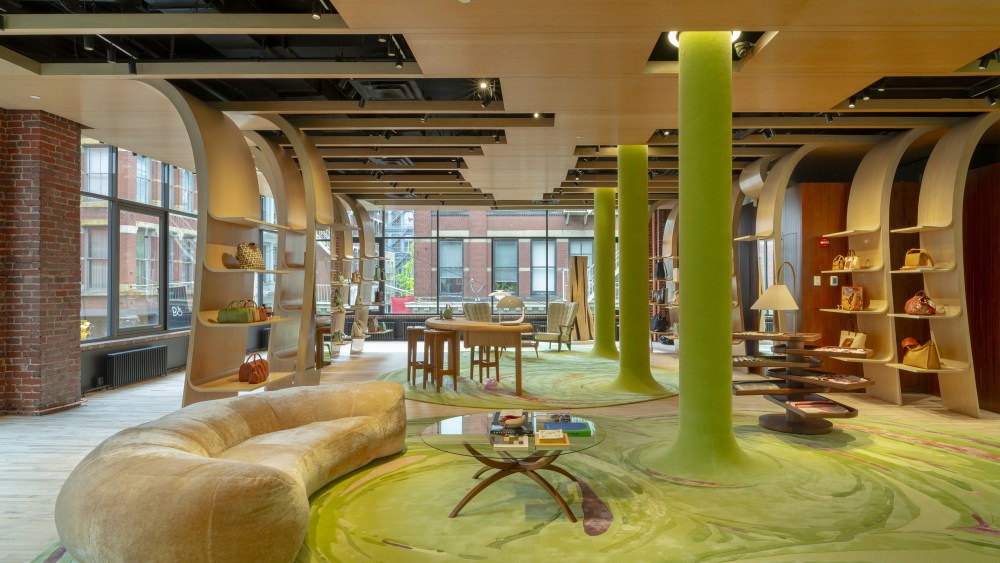 Inside the Longchamp flagship store in SoHo.