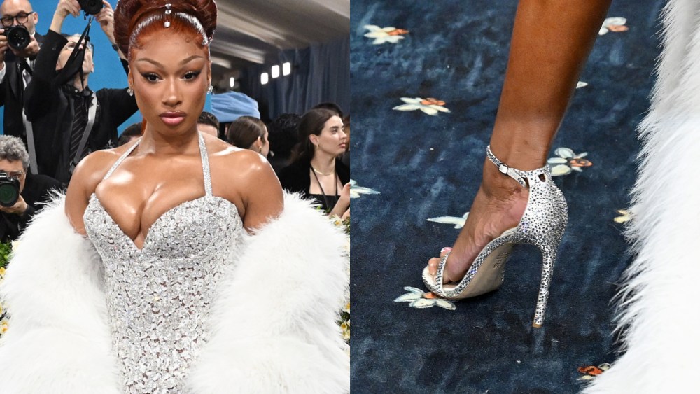 megan thee stallion, stuart weitzman, stilettos, red carpet, met gala 2025, met gala, michael kors, silver heels