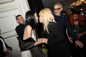 Vera Wang, Donatella Versace at The Carlyle Hotel before the 2025 Met Gala: "Superfine: Tailoring Black Style" held at the Metropolitan Museum of Art on May 5, 2025 in New York, New York.