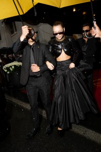Miley Cyrus at The Carlyle Hotel before the 2025 Met Gala: "Superfine: Tailoring Black Style" held at the Metropolitan Museum of Art on May 5, 2025 in New York, New York.