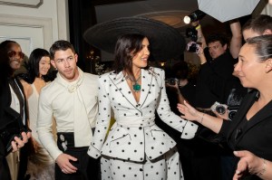 Nick Jonas, Priyanka Chopra at The Carlyle Hotel before the 2025 Met Gala: "Superfine: Tailoring Black Style" held at the Metropolitan Museum of Art on May 5, 2025 in New York, New York.