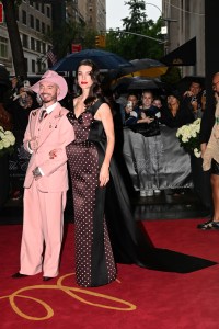 J Balvin, Valentina Ferrer at The Carlyle Hotel before the 2025 Met Gala: "Superfine: Tailoring Black Style" held at the Metropolitan Museum of Art on May 5, 2025 in New York, New York.