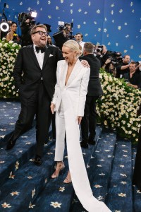 James Corden, Julia Carey at The 2025 Met Gala Celebrating "Superfine: Tailoring Black Style" held at The Metropolitan Museum of Art on May 05, 2025 in New York, New York.