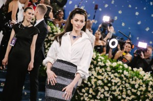 Anne Hathaway at The 2025 Met Gala Celebrating "Superfine: Tailoring Black Style" held at The Metropolitan Museum of Art on May 05, 2025 in New York, New York. (Photo by Lexie Moreland/WWD via Getty Images)