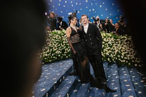 Dua Lipa, Callum Turner at The 2025 Met Gala Celebrating "Superfine: Tailoring Black Style" held at The Metropolitan Museum of Art on May 05, 2025 in New York, New York. (Photo by Lexie Moreland/WWD via Getty Images)