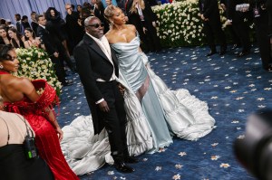 Edward Enninful, Serena Williams in Fred Leighton at The 2025 Met Gala Celebrating "Superfine: Tailoring Black Style" held at The Metropolitan Museum of Art on May 05, 2025 in New York, New York. (Photo by Lexie Moreland/WWD via Getty Images)