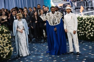 Anna Wintour, Colman Domingo, Lewis Hamilton at The 2025 Met Gala Celebrating "Superfine: Tailoring Black Style" held at The Metropolitan Museum of Art on May 05, 2025 in New York, New York.