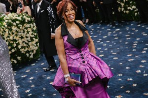 Gayle King in Reza at The 2025 Met Gala Celebrating "Superfine: Tailoring Black Style" held at The Metropolitan Museum of Art on May 05, 2025 in New York, New York.