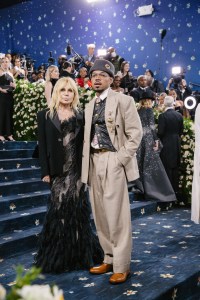 Donatella Versace, Chance The Rapper at The 2025 Met Gala Celebrating "Superfine: Tailoring Black Style" held at The Metropolitan Museum of Art on May 05, 2025 in New York, New York.