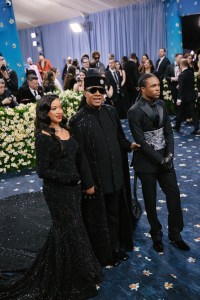 Tomeeka Robyn Bracy, Stevie Wonder, Kailand Morris at The 2025 Met Gala Celebrating "Superfine: Tailoring Black Style" held at The Metropolitan Museum of Art on May 05, 2025 in New York, New York.