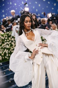 Laura Harrier at The 2025 Met Gala Celebrating "Superfine: Tailoring Black Style" held at The Metropolitan Museum of Art on May 05, 2025 in New York, New York.